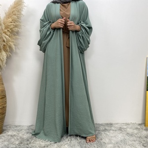 1969 #   Nuevo Diseño, Abaya de Dubái Opaca, Holgada y Ligera, de Manga Larga, con Pliegues en Ambos Lados, Abaya Abierta con Bolsillos, 8 Colores - Product Image 4