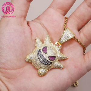 Ciondolo diavolo ghiacciato Moissanite personalizzato in argento Sterling 925 con collana Hip Hop Moissanite placcata oro per uomo - Product Image 1