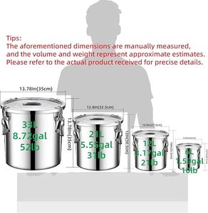 <span class=keywords><strong>Grand</strong></span> récipient de stockage avec compartiments, seau haut avec couvercle hermétique, baril de transport scellé, marmite de cuisson commerciale - Product Image 3