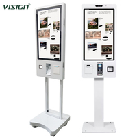 VISIGN layar sentuh Android 32 inci, Layanan Mandiri Restoran berdiri lantai POS dengan kode QR Printer sistem pesanan pembayaran