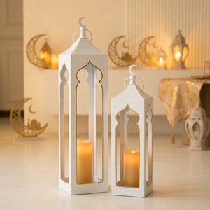Faroles Altos de Metal Blanco con Diseño de Mezquita, Populares entre los Fabricantes, para Decoraciones de Ramadán - Product Image 5