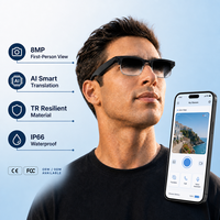 Lunettes intelligentes avec caméra IA 8MP, traduction en temps réel, prise de vue en vue à la tierce personne, stabilisation électronique de l'image (EIS), appels, GPT