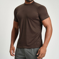 T-shirt sportiva estiva personalizzabile di alta qualità, slim fit, a maniche corte, girocollo, traspirante, ad asciugatura rapida, in maglia, senza cuciture, tinta unita