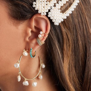 Fashion Fashion 925 <strong>Sterling</strong> <strong>Silver</strong> Pearl <strong>Huggie</strong> Hoop <strong>Earring</strong> - Product Image 3