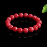 Aiyu Vente en gros et livraison directe Bracelet en rhodonite rouge naturel 7A Bracelet de perles en cristal E-commerce Diffusion en direct