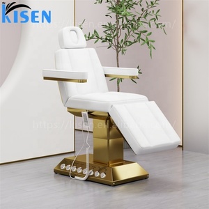 Kisen Newest White Leather Gold Square Base Beauty Salon Eyelash Bed 3/4 Motors <b>Electric</b> Spa Equipment Massage Beauty Bed - Product Image 1