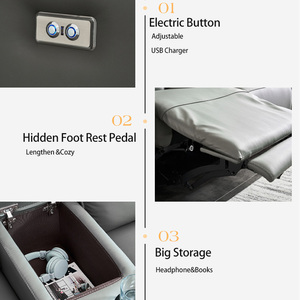 Sillón Reclinable Funcional de Cuero con Almacenamiento, Portavasos y Carga USB, Personalizable para el Hogar - Product Image 5