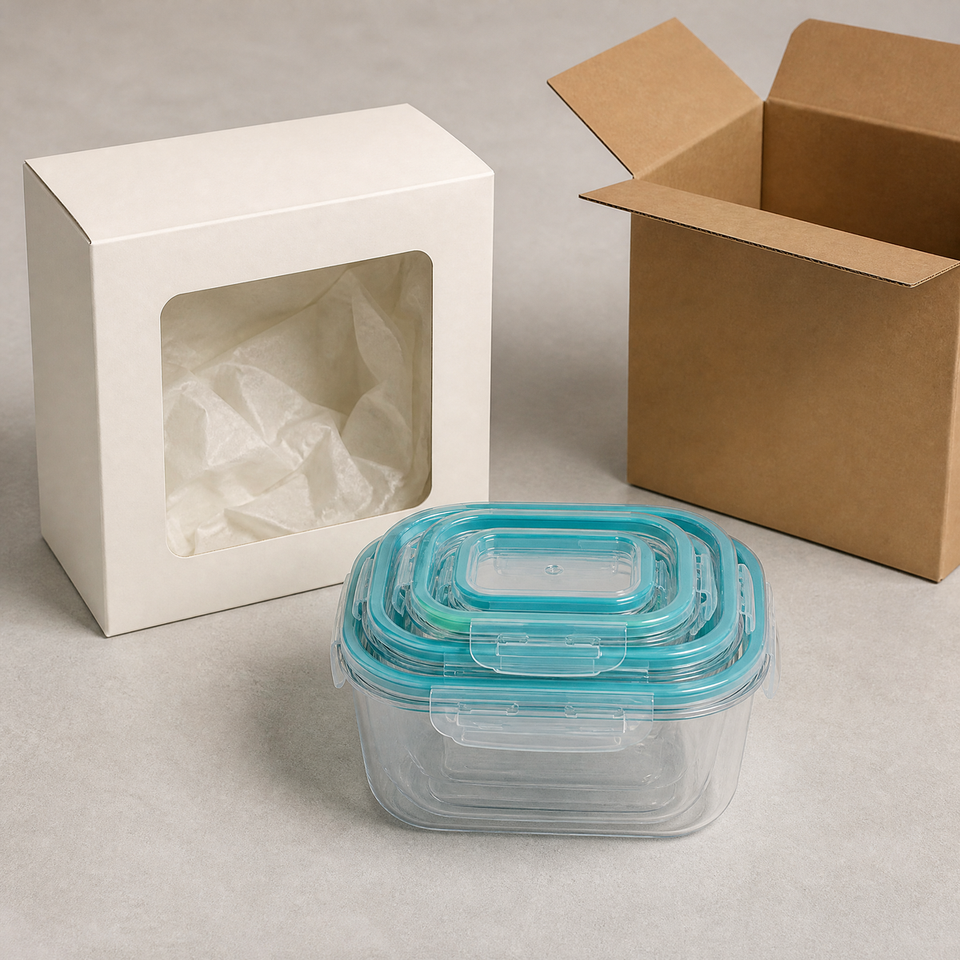 4 Piece Food Storage Container Set Clear PET Body With TPR Gasket and ...
