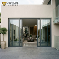 Porte coulissante panoramique minimaliste en aluminium pour balcon, double vitrage en verre trempé pour salon extérieur