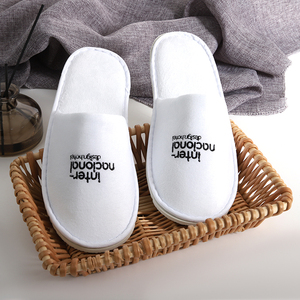 Tek kullanımlık terlik kaymaz kapalı ayak Spa terlikleri otel seyahat konuk ve ev için beyaz banyo Spa terlikleri - Product Image 5