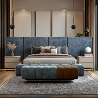 Ensemble de meubles de chambre à coucher d'hôtel 5 étoiles modernes, simple, lits jumeaux, Queen et King, style panneau de bois pour appartement et salon