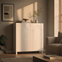 Nouveau Meuble à Chaussures d'Entrée Crème 2026 – Design Minimaliste Moderne, Sans Poignées, Doubles Portes, Panneaux Arqués – Mobilier de Salon