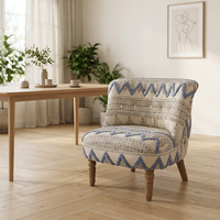 Fauteuil d'appoint Bohème Kantha Patchwork pour Hôtels, Canapé Simple de Salon Boutique avec Pieds en Bois Ignifuges – Vente en Gros