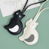 Mode chat en cuir pendentif sac breloque mignon dessin animé Animal porte-clés pour femmes sac à main et clé de voiture mousqueton promotionnel