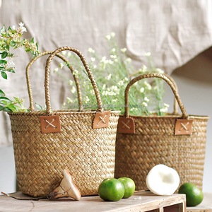 Eco-Friendly Multifunction Artistic Pastoral Style Rustic Rectangle Handmade Creative <b>Woven</b> Portable <b>Storage</b> <b>Baskets</b> - Product Image 3