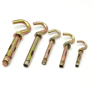 Ancres murales en acier au carbone DIN Standard M10, plaquées zinc jaune, avec crochet à œillet, expansion par manchon, longueur 40mm/50mm - Product Image 1