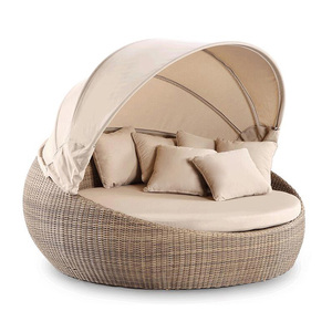 Canapé <span class=keywords><strong>lit</strong></span> de jour, canapé d'extérieur en <span class=keywords><strong>osier</strong></span> blanc, tente en rotin, <span class=keywords><strong>double</strong></span> soleil - Product Image 1