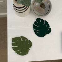 Sous-verres en tissu de cuir de haute qualité respectueux de l'environnement 10 cm support de tapis chaud lumière 5mm d'épaisseur feuille de palmier sous-verres en feutre Tables