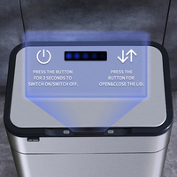 Poubelle automatique intelligente ELPHECO 50L en acier inoxydable avec couvercle intelligent et pieds en bois, bac intérieur de tri pour cuisine et chambre