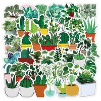 Paquete de 50 Pegatinas de Graffiti con Diseño de Plantas Verdes para Motocicleta, Maleta, Guitarra, Cuaderno, Venta al por Mayor, PVC