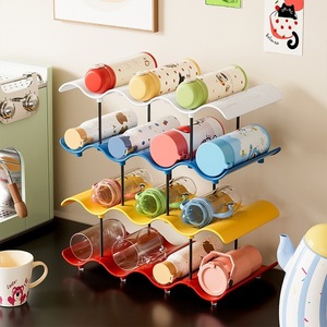 Cup Storage Rack Wave Shaped Multi Tier Desktop Organizer For Water Bottles Mugs Coffee <b>Tea</b> Holders Flexible Design - Product Image 1