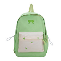 Sac à dos en velours polyester avec nœud brodé pour étudiants du collège et du lycée, petit sac à dos de voyage 20-35L