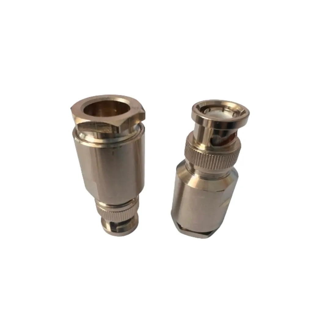 High Performance BNC-J7 Rf Coaxial Connector All Copper Nickel Plating BNC Male Connector For LMR400