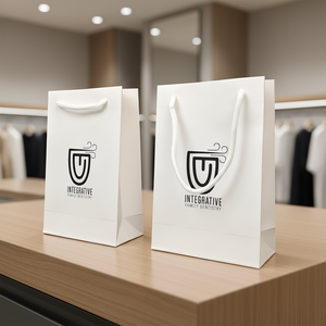 Sac en papier blanc personnalisé avec votre marque pour les petites entreprises, idéal pour les cadeaux, les vêtements, les chaussures, etc. - Product Image 3