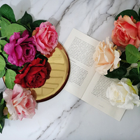 Roses artificielles en soie de haute qualité, à tige unique, fleurs artisanales pour la décoration de mariage