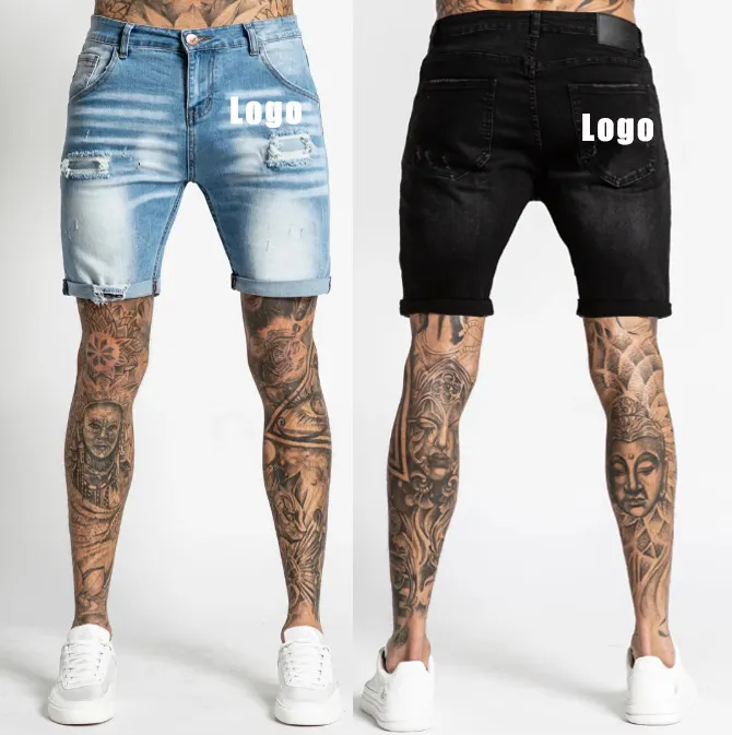2022 Baumwolle Sommer Shorts Männer Denim Shorts Jeans Hose Homme benutzer definierte kurze Jeans Hose Männer Skinny Damage Jeans für Männer stilvoll