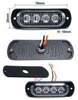 8 unids/set LED montaje en superficie rejilla luz estroboscópica Kit 4-LED lámpara de advertencia de peligro de emergencia 16 modos intermitentes SYNC característica nueva