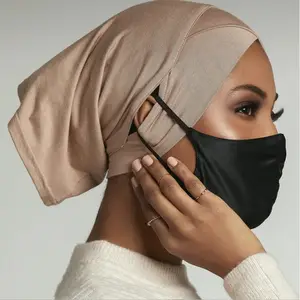 RTS 2021 사용자 정의 고품질 Hijab 모자 스트레치 부드러운 Undercap 크로스 전면 아래 스카프 내부 귀 구멍