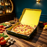 SP3444 Vente en gros de boîtes à pizza en carton kraft noir de 12 pouces, personnalisées avec laminage mat et impression en relief pour les pizzerias à emporter