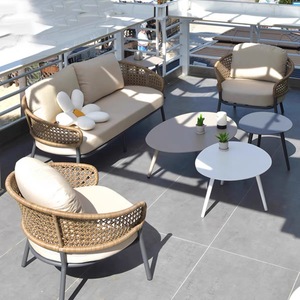 Outdoor <b>Garden</b> <b>Set</b> Aluminum Frame Woven <b>Garden</b> Rattan <b>Set</b> for Waterproof Sunscreen Courtyard Balcony Villa - Product Image 3