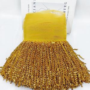 Tendencia 16cm transparente con cuentas lentejuelas borla flecos encaje colorido plata lentejuelas borla recorte <span class=keywords><strong>novia</strong></span> para vestido ropa - Product Image 5