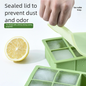 Mềm Linh Hoạt Silicone <span class=keywords><strong>Ice</strong></span> <span class=keywords><strong>Cube</strong></span> Khay Với Nắp Rò Rỉ Bằng Chứng Cho Tủ Đông Nhà Bếp Cocktail Whiskey <span class=keywords><strong>Ice</strong></span> Khuôn Mẫu - Product Image 1
