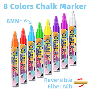 Set di <span class=keywords><strong>Pennarelli</strong></span> a Gesso Liquido 6mm/1mm con Punta Reversibile Cancellabile per Finestre, Lavagna Acrilica, Carta, Vetro, Pietra - <span class=keywords><strong>Pennarelli</strong></span> Decorativi - Product Image 2