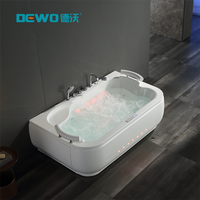 Bañera de Hidromasaje Acrílica Moderna Independiente para 2 Personas, para Baño Interior, con Altavoz Bluetooth y Certificación CE