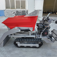 Mini-dumper sur chenilles rouge Loncin 270cc à moteur, chargement automatique, pelle et chenilles en caoutchouc, brouette motorisée pour ferme et cour – Vente directe usine