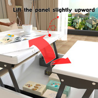 Table basse et table à manger combinées 2-en-1, style crème moderne, multifonctionnelle, avec plateau relevable en verre, pliable et mobile pour la maison
