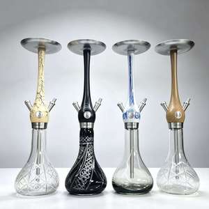 Chicha Moderne en Verre Effet Bois Acier Inoxydable avec Tuyau Unique pour Bar, Salon ou Cadeau - Product Image 3
