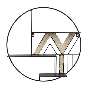 <span class=keywords><strong>Étagère</strong></span> <span class=keywords><strong>murale</strong></span> ronde <span class=keywords><strong>en</strong></span> fer, métal, plastique et <span class=keywords><strong>rotin</strong></span> K&B pour la salle de bain, pour la décoration de la maison - Product Image 1