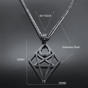 Nouveau pendentif en acier inoxydable pentagramme inversé gothique en forme de croissant, <span class=keywords><strong>collier</strong></span> tendance en acier titane d'Europe et d'Amérique - Product Image 6
