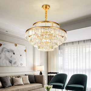 Lámpara de Araña de Cristal con Acabado Dorado, Base para Bombilla E26, LED Blanco Cálido de 3500K, Altura Ajustable, Garantía de 5 Años, Lámpara Colgante Tipo Tambor Grande - Product Image 3