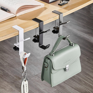 Support de sac à main réglable pour bureau, crochet de rangement pour sacs à dos sous le comptoir, organisateur de bureau suspendu pour table - Product Image 1