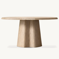 Ensemble de table à manger en bois de chêne massif moderne et de chaises à dossier en tissu, durable et confortable pour les salles à manger à domicile
