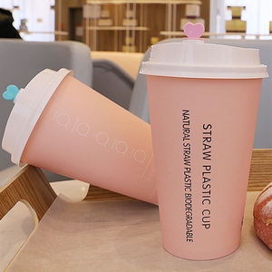 Tasses <span class=keywords><strong>à</strong></span> café en papier rose et noir en vrac avec logo personnalisé et verres jetables écologiques avec <span class=keywords><strong>thé</strong></span> PP et couvercles en plastique - Product Image 2
