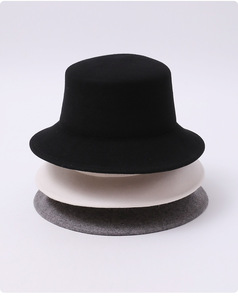 Nouveau Chapeau Bob en Feutre de Laine Noir Automne-Hiver Style Japonais Minimaliste à Calotte Plate Effet Amincissant Polyvalent - Product Image 6
