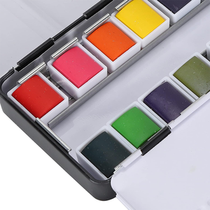 Secolarart 24 vibranti <span class=keywords><strong>acquerelli</strong></span> dipingono <span class=keywords><strong>professionali</strong></span> 24 mezza padella tinta unita <span class=keywords><strong>Set</strong></span> di vernice per torta ad acquerello con scatola di latta di metallo - Product Image 5