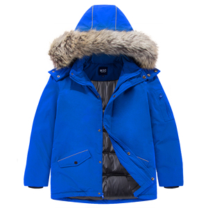 Veste d'hiver décontractée pour garçons <span class=keywords><strong>Parka</strong></span> bouffante imperméable coupe-vent avec manteaux solides à capuche en fausse fourrure - Product Image 1